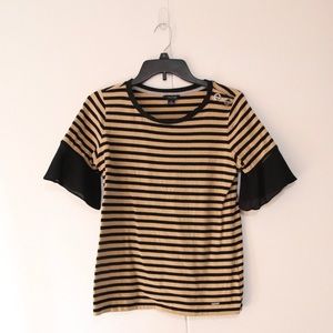 Nautica Tan Striped Blouse